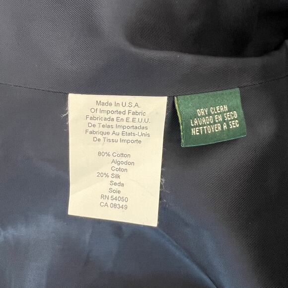 Lauren Ralph Lauren Navy Cotton Silk Blazer Size 4 Classic One Button Silk blend - Picture 12 of 14